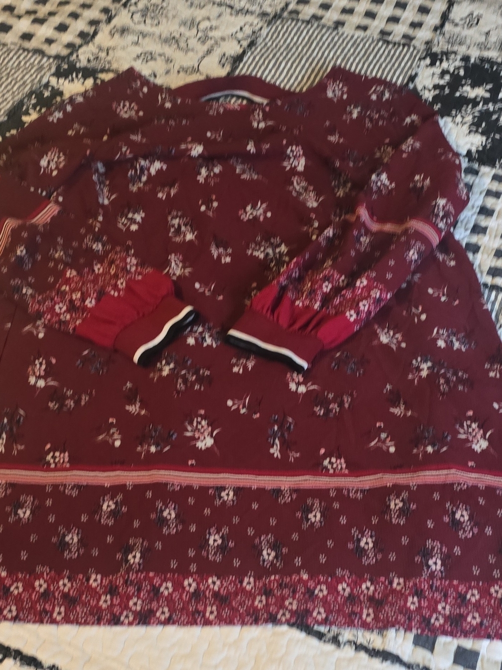 Maurices Maroon Floral Nightgown